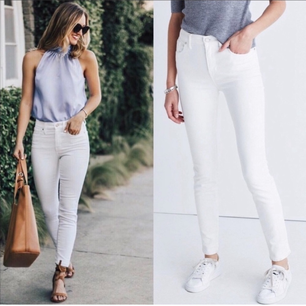 Madewell 9” high rise skinny ankle white jeans size 28